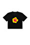 Black Cropped Top with Yellow Floral Printed - 4