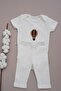 Balloon Embroidered Short Sleeve Baby Bodysuit with Snap Fastener Leggings Set - 5