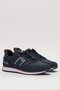Men's Leather Laced Casual Sports Shoes Dark Blue - Red - 3