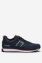 Men's Leather Laced Casual Sports Shoes Dark Blue - Red