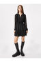 Long Sleeve Tiered Guipes Tulle Dress - Button Detail and Ruffle Lining - 3