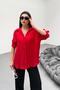 Folded sleeve linen shirt red