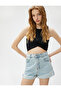 Crop Ribbed Athlete Knot Detailed Crew Neck