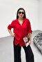 Folded sleeve linen shirt red - 3