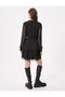 Long Sleeve Tiered Guipes Tulle Dress - Button Detail and Ruffle Lining - 4