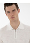 Ecru Slim Fit Zippered Polo Collar T-Shirt 50302586-Vr019 - 2