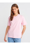 30312 100% Cotton Decorative Stitched Crew Neck T-Shirt-Light Pink