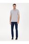 Light Gray Slim Fit 100% Cotton Non-Curling Buttoned Polo Collar Basic T-Shirt 50302561-Vr001 - 4