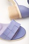 Women's Genuine Leather Ankle Strap Heeled Sandals Lilac - 4