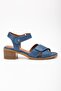 Women's Genuine Leather Velcro Cross Sandals Denim Blue - 2