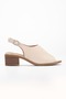 Women's Genuine Leather Ankle Strap Sandals with Buckle Detail - Beige - 3