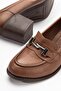 Women's Genuine Leather Buckle Classic Heeled Shoes Walnut - 4