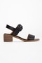 Women's Genuine Leather Thick Strap Buckle Sandals - Black - 4