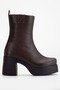 Women's Genuine Leather Thick-Soled Heeled Boots - Brown - 3