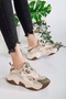 Women's High Sole Sneaker Lace-Up Sports Shoes - Beige-Green - 3