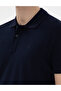 Navy Blue Slim Fit 100% Cotton Non-Curling Buttoned Polo Collar Basic T-Shirt 50302561-Vr033 - 7