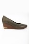 Women's Genuine Leather Honeycomb Printed Wedge Heeled Shoes Green - 2