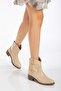 Women's Genuine Leather Cowboy Boots - Beige - 4