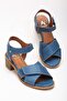 Women's Genuine Leather Velcro Cross Sandals Denim Blue - 3