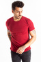 Men's Burgundy Crew Neck Slim Fit Lycra Plain Basic T-Shirt 1801131 - 2