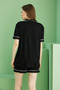 Black Shirt Collar Buttoned Bias Viscose Knitted Wide-Loose Fit Shorts Set7827 - 3