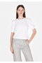 Regular Fit Round Neck Jacquard Women's White Short Sleeve T-Shirt