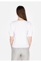 Regular Fit Round Neck Jacquard Women's White Short Sleeve T-Shirt - 2