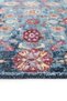 Private Blue Distressed Vintage Rug with Floral Print—Authentic Woven Chenille Living Room Rug (xxx) - 8
