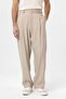 Beige Pleated Baggy Fit Men's Trousers - 2