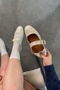 Seai Beige Gold Buckle Detailed Women's Ballerinas - 2