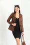 Women's Brown Waist Belted Blazer Leather Jacket / Real Leather