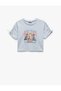 Cotton Cat Printed Crew Neck Short Sleeve Crop T-Shirt - 5