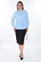 Women's Cotton Classic Plus Size Office Shirt with Stones on the Collar - 44377 - 2
