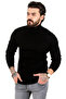 Men's Black Turtleneck Striped Slim Fit Knitted Sweater2100015 - 3