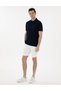 Navy Blue Regular Fit 100% Cotton Non-Curling Buttoned Polo Collar Basic T-Shirt 50302538-Vr033 - 4