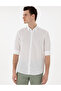 White Linen Blend Regular Fit Long Sleeve Shirt 50303245-Vr013 - 3