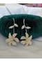 Gold and Silver Color Long Stone Earrings with Sparkling Flower Motif - 2