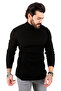 Men's Black Turtleneck Striped Slim Fit Knitted Sweater2100015