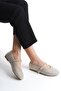 Beige Stone Women's Ballerinas Adjustable Straps Lightweight Comfortable Stylish Work Office Casual Shoes