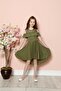 Girl's Dress with Shoulder Window and Chest Lace - 4