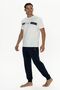 U.S. Polo Assn. 18888 Men's Short Sleeve Crew Neck Elastic Leg Pajama Set-Ecru - 3