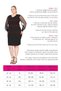 Women's Black Tulle Sleeve Detail V-Neck Stretchy Plus Size Dress - 6
