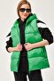Hooded Zippered Puffer Vest Green - 4