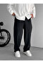 Black Stitched Relaxed Baggy Pants Jj-96 - 3