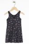 Round Neck Zero Sleeve Rose Metraj - Black Color Girl's Dress - 7