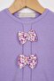Lilac Color Girl's Dress with Floral Pattern on the Front and Patches - 2