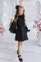 Girl's Lace Embroidered Bow Detailed Spanish Sleeve Black Dress