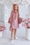 Girl's Full-Length Lace Embroidered Bow Detail, Spanish Sleeved, Rose Pink Dress