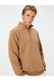 Half Zipper Sweatshirt Stand Collar Long Sleeve Ribbed