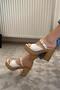 Women's Rina White 10 cm Platform Heeled Cork Sole Slippers & Sandals K-840 - 2